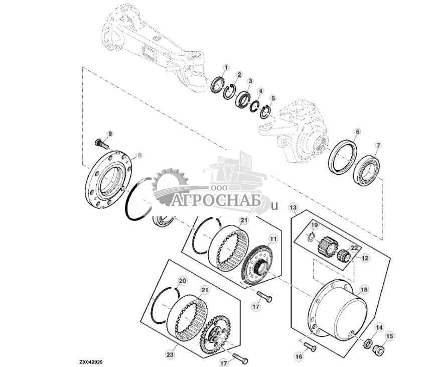 PARTS OF PLANETARY DRIVE (2802 MM 4-WHEEL DRIVE VERSION) 